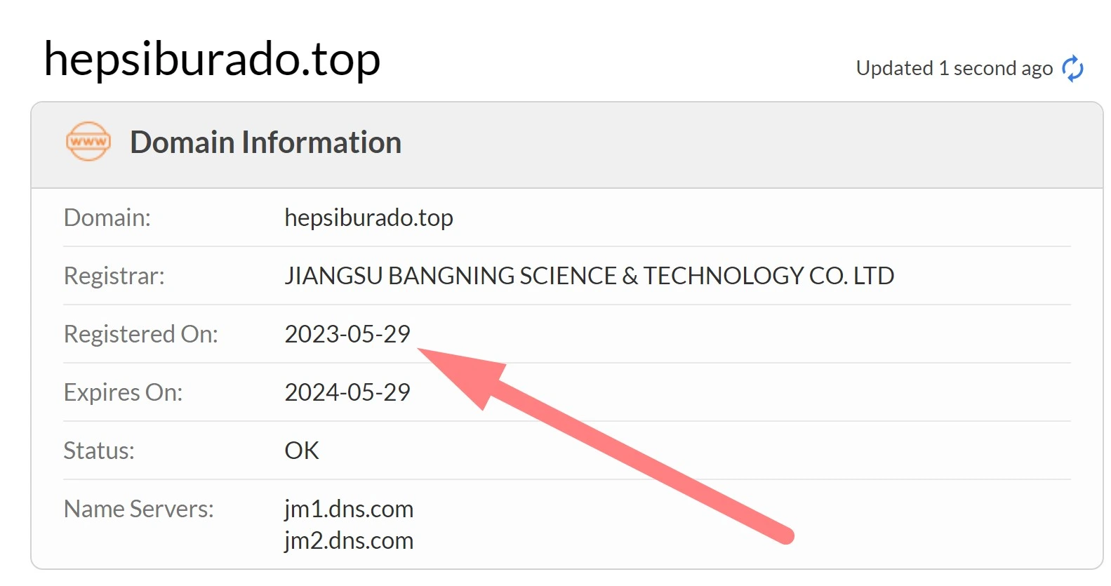 Дата регистрации домена Hepsiburado